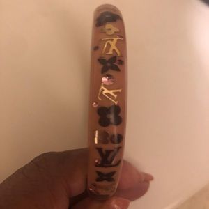Louis Vuitton Pink/Gold Acrylic Bangle Bracelet